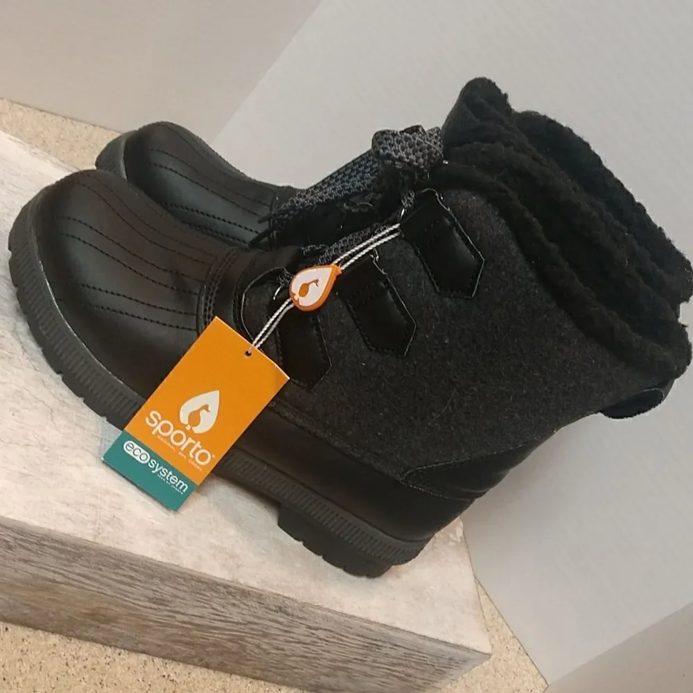 👍 Sporto Black Duck Boots Size 7.  A11